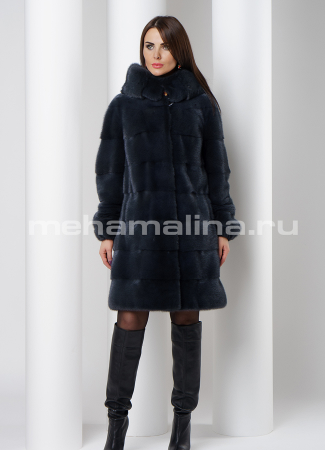 Шуба из скандинавской норки в цвете графит модель № S-506 в рассрочку