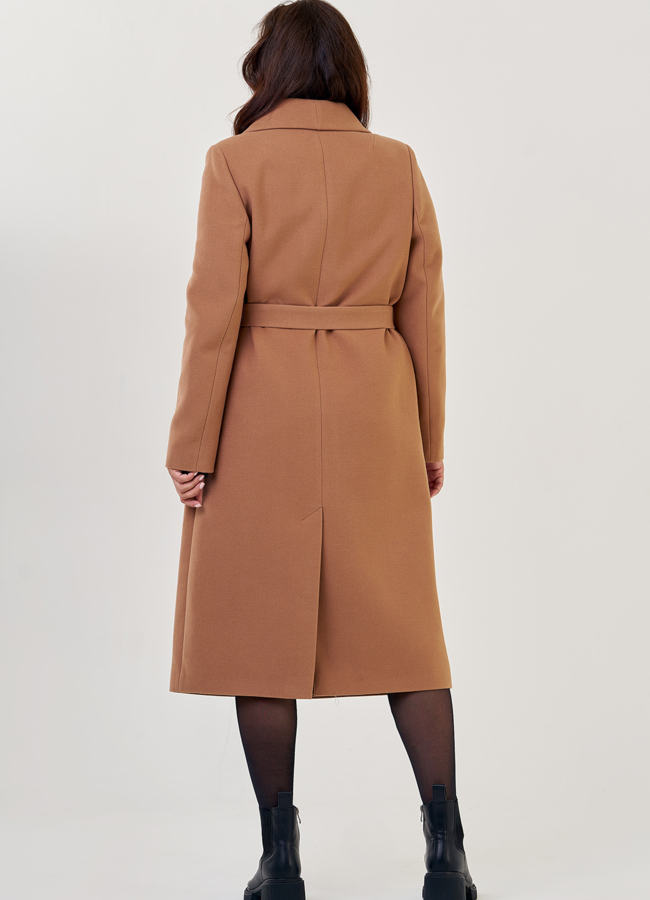 Классическое женское пальто в коричневом цвете  модель № 23181 в кредит