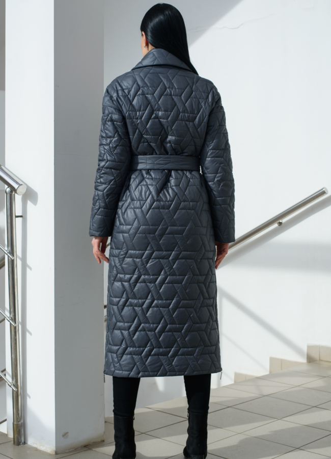 Женский плащ серого цвета с английским воротником  модель № 22468 универмаг малина