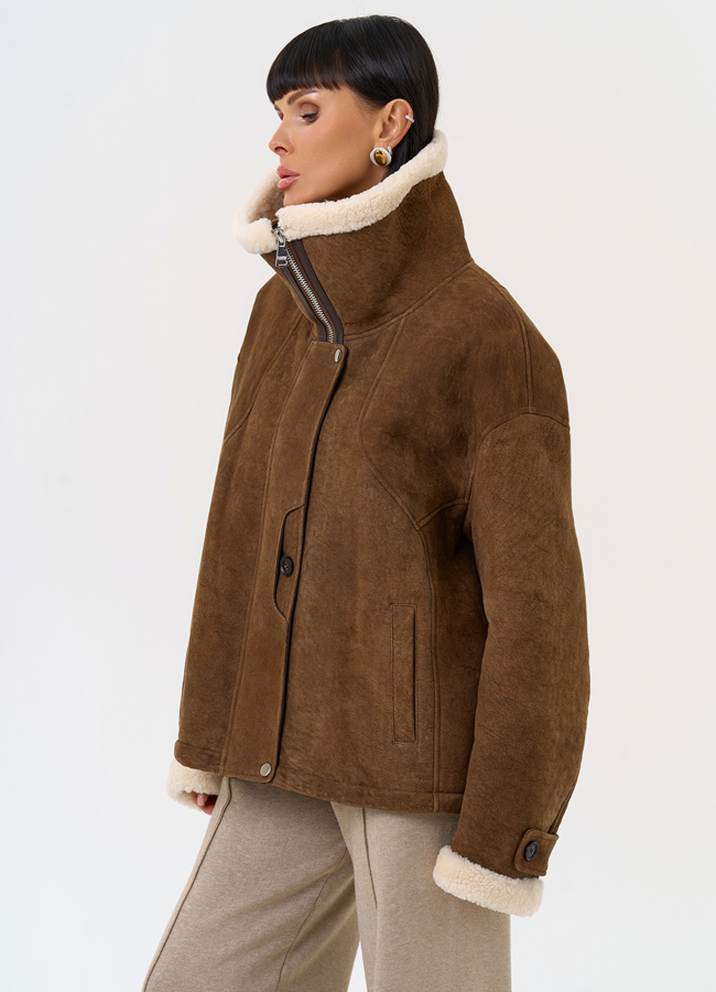 Женская натуральная дубленка в коричневом цвете модель № 31571 универмаг малина Женская натуральная дубленка в коричневом цвете модель № 31571 универмаг малина