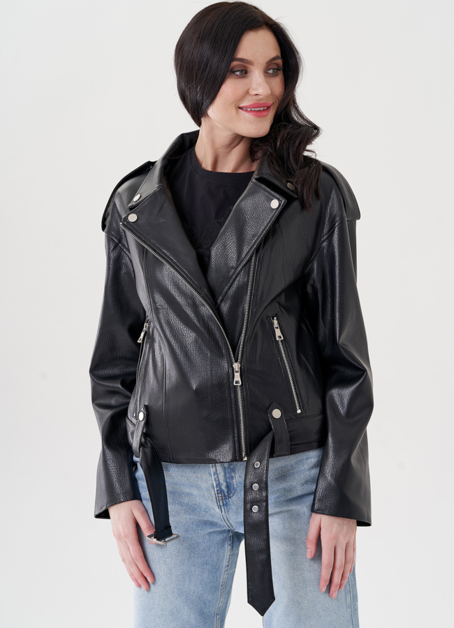 Женская куртка косуха из эко кожи  модель № 24445 в рассрочку