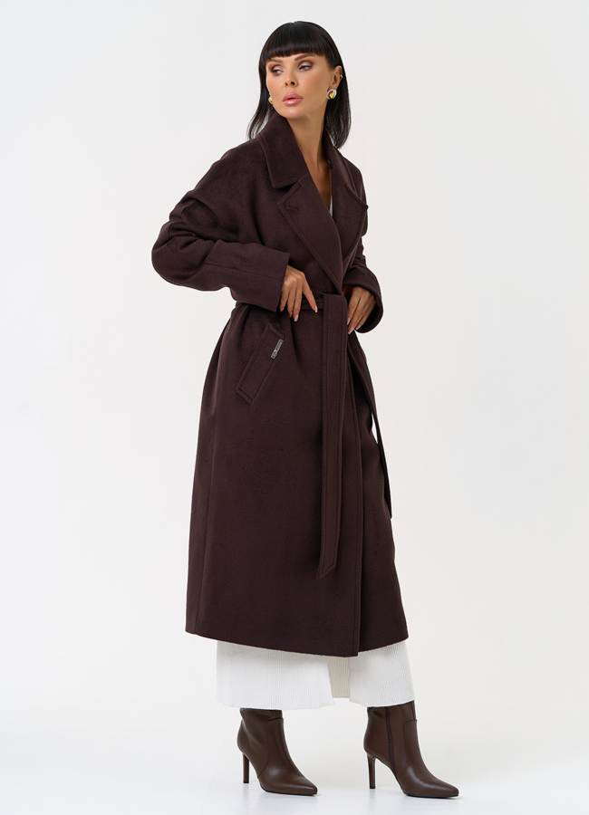Женское пальто в коричневом цвете модель № 31338 универмаг малина