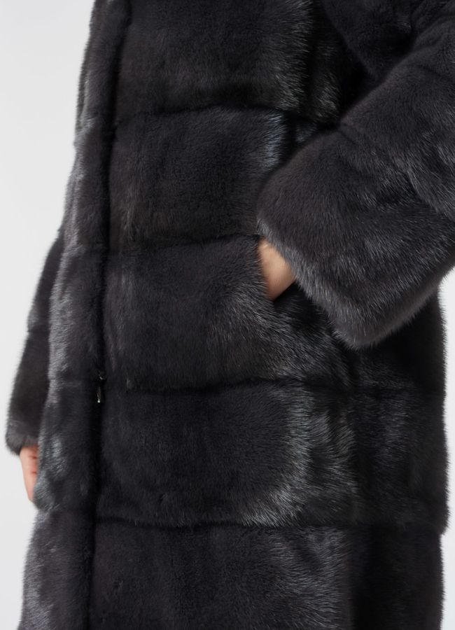 Норковая шуба в цвете графит с капюшоном  модель № 24954 универмаг малина Норковая шуба в цвете графит с капюшоном  модель № 24954 универмаг малина