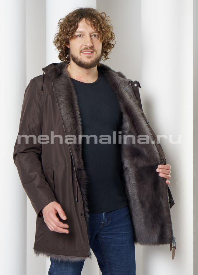 Удлиненная мужская куртка на молнии модель № DM-136 универмаг малина