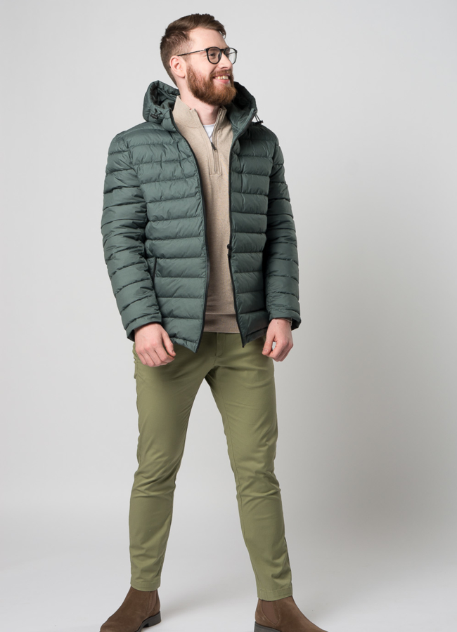 Мужская утепленная куртка с капюшоном модель № M9033 в кредит