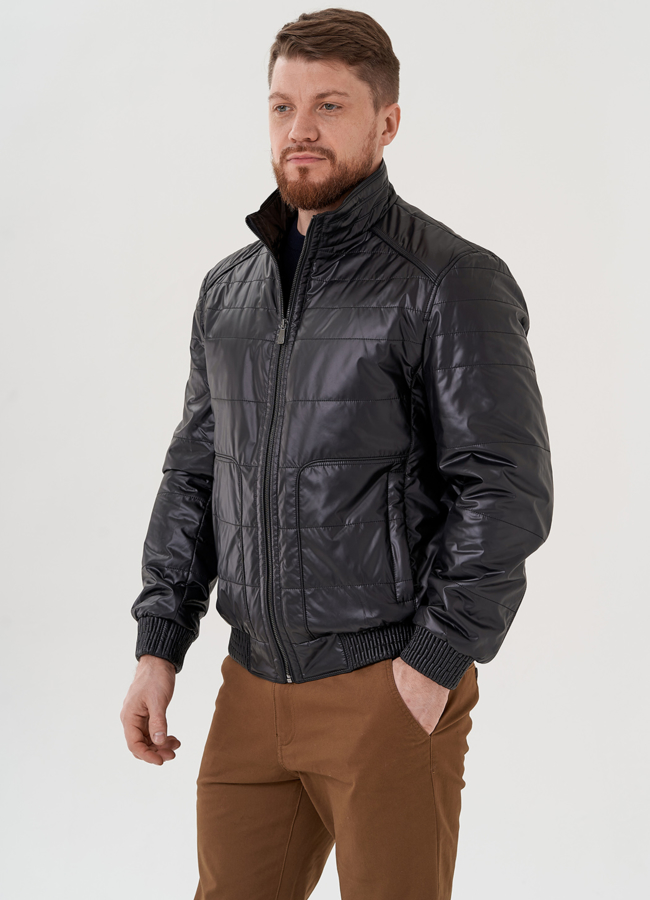 Куртка бомбер черного цвета  модель № 24353 универмаг малина