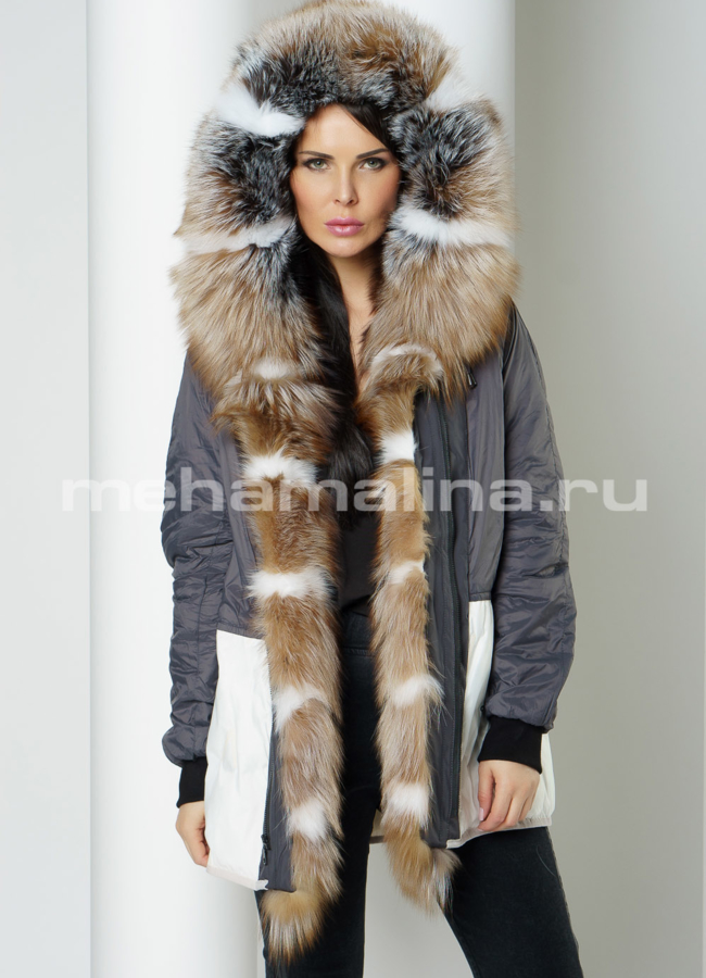 Женская парка в цвете графит модель № 959 в кредит