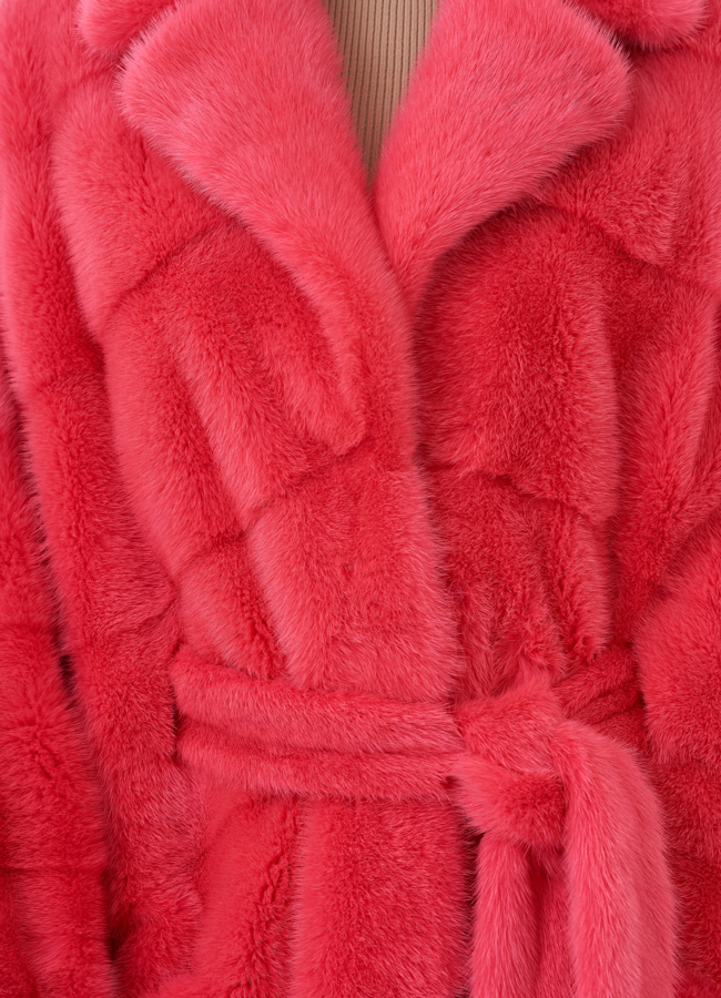 Норковая шуба с английским воротником  модель № 79697 в рассрочку