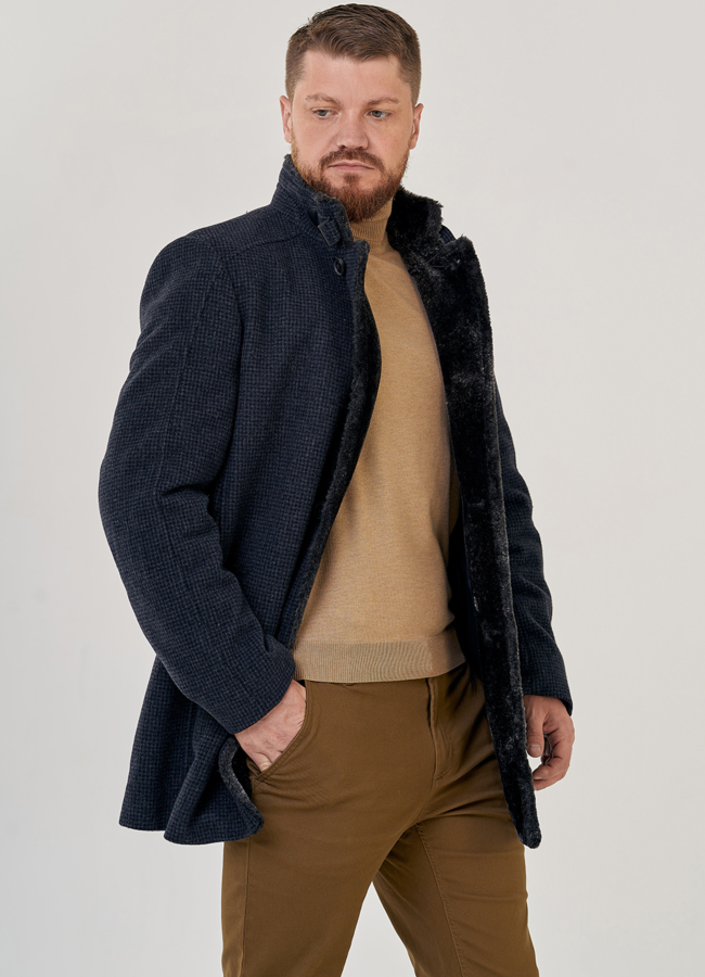 Утепленное мужское пальто модель № 23215 универмаг малина