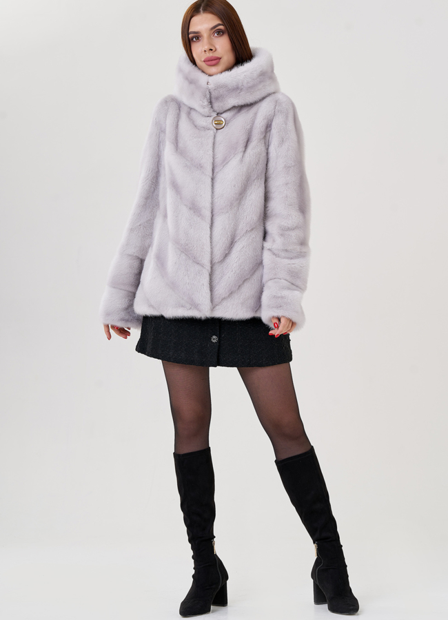 Куртка из норки с капюшоном модель № 79051 универмаг малина