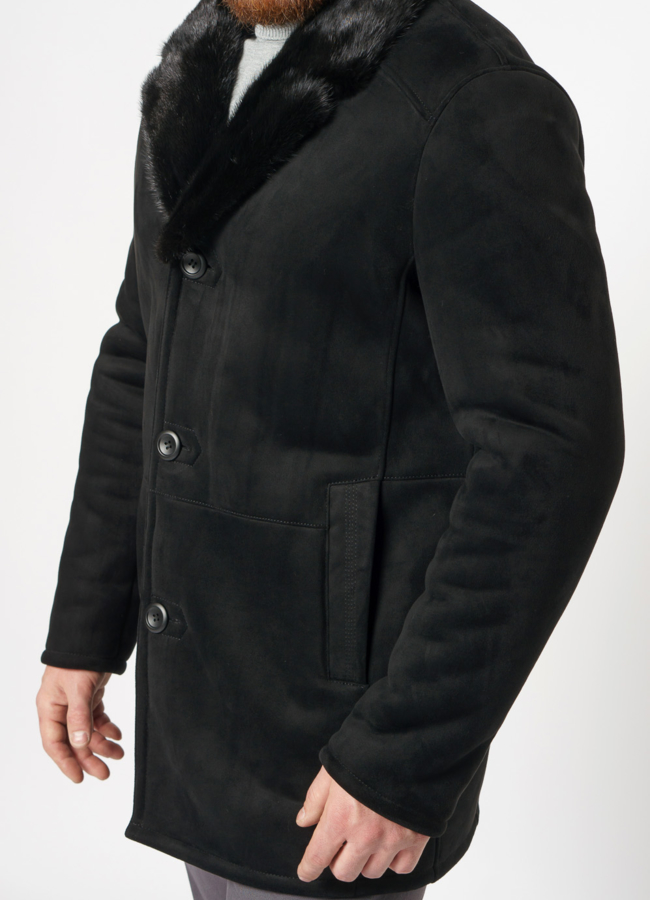 Мужская дубленка из эко замши  модель № 1983 универмаг малина