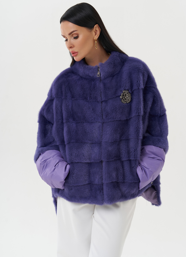 Короткая шуба-трансформер из меха норки модель № 2175 универмаг малина