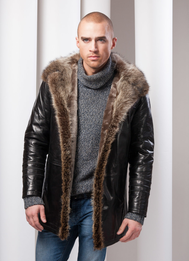 Дубленка модель № DM-24 меха малина