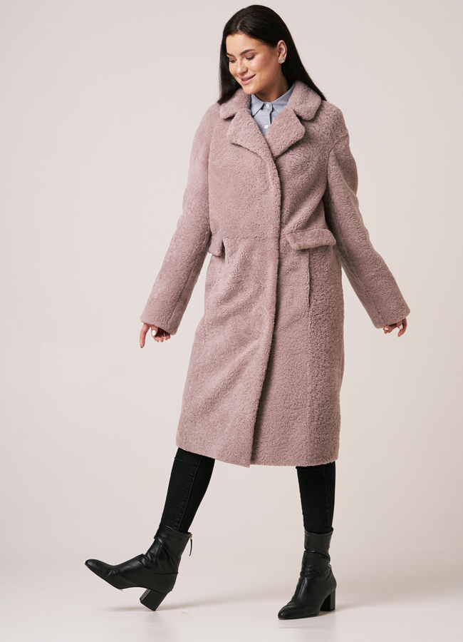 Пальто из овчины с английским воротником модель № 6494 универмаг малина