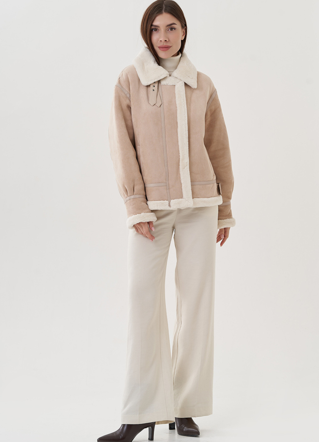 Женская дубленка из эко замши  модель № 25356 в кредит