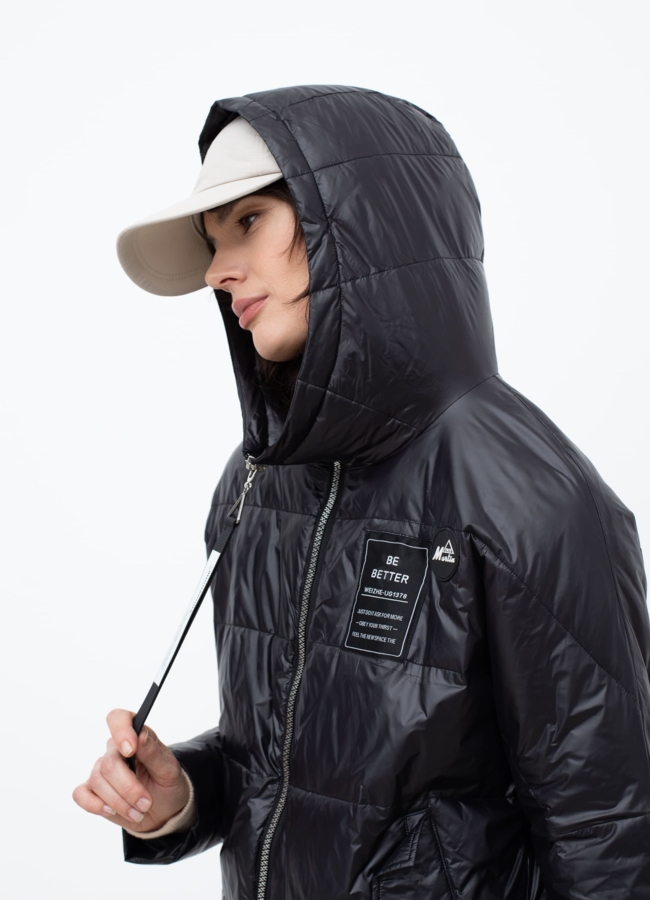 Женская утепленная куртка с капюшоном  модель № 22518 универмаг малина