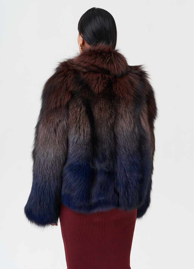Женская шуба из меха чернобурки модель № 28596 универмаг малина