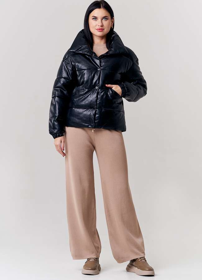 Куртка из эко кожи в черном цвете модель № 21826 в кредит