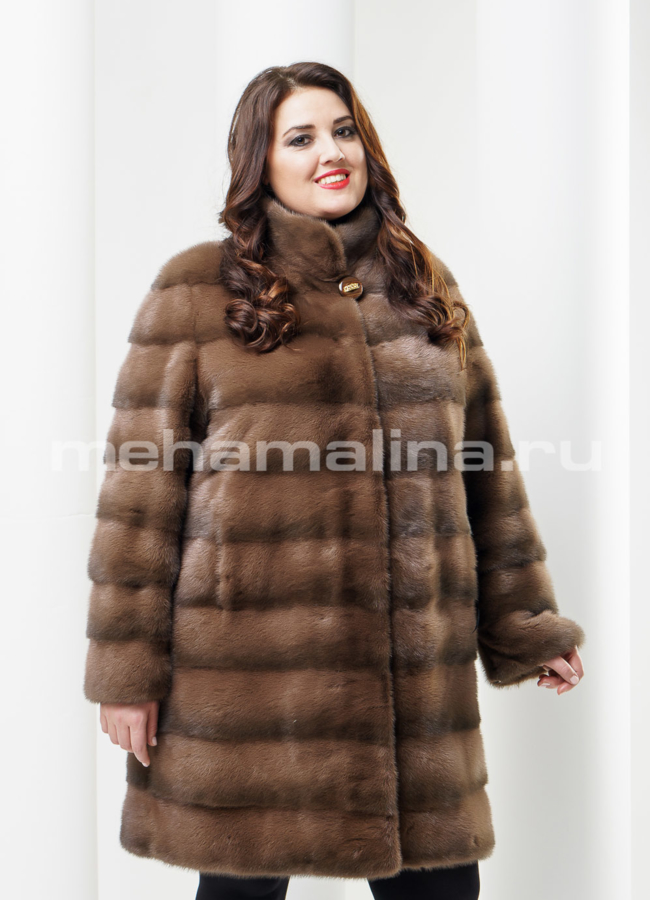 фото Шуба из норки цвет соболь модель № S-409
