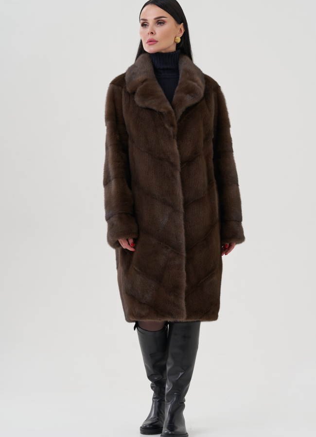 фото Шуба из норки с английским воротником модель № 24742