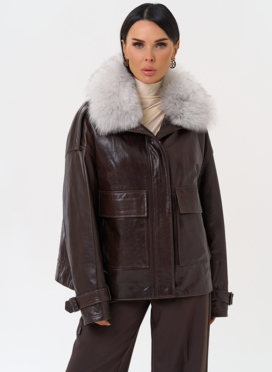 Короткий пуховик из натуральной кожи Короткий пуховик из натуральной кожи