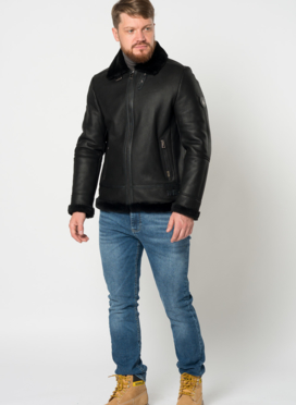 Дубленка пилот мужская на молнии 