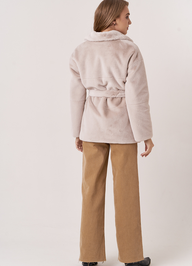 Укороченная эко шуба двусторонняя   модель № 18396 в кредит