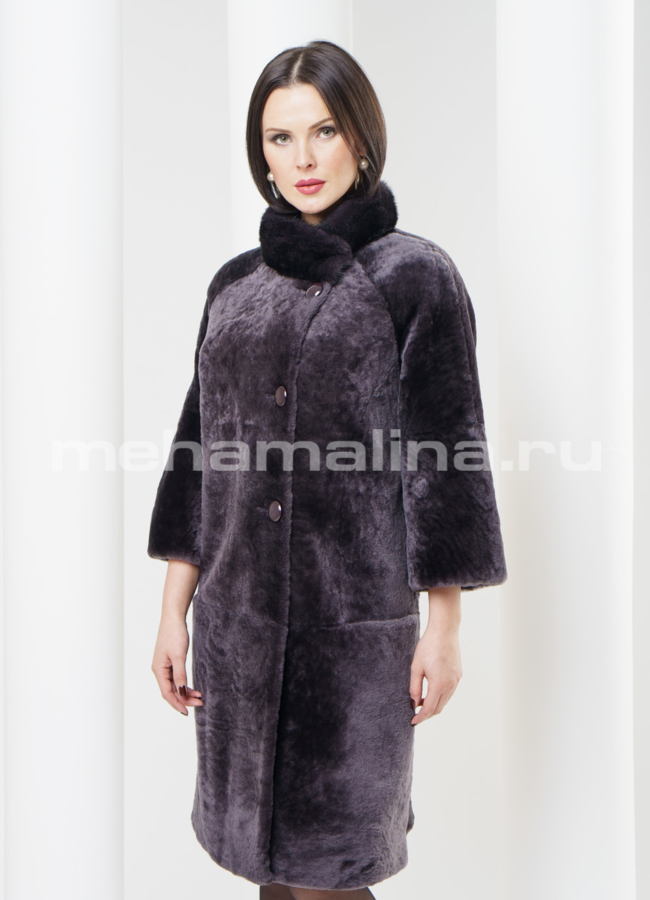Шуба астраган, отделка норка модель № S-316 универмаг малина