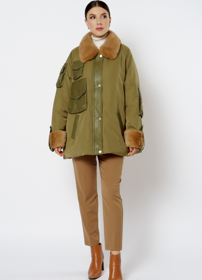 фото Пуховик оверсайз с мехом модель № 20-015