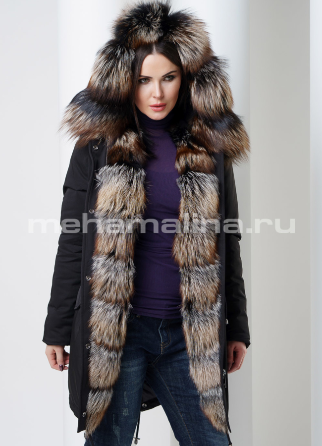 Женская парка модель № П-145 меха малина