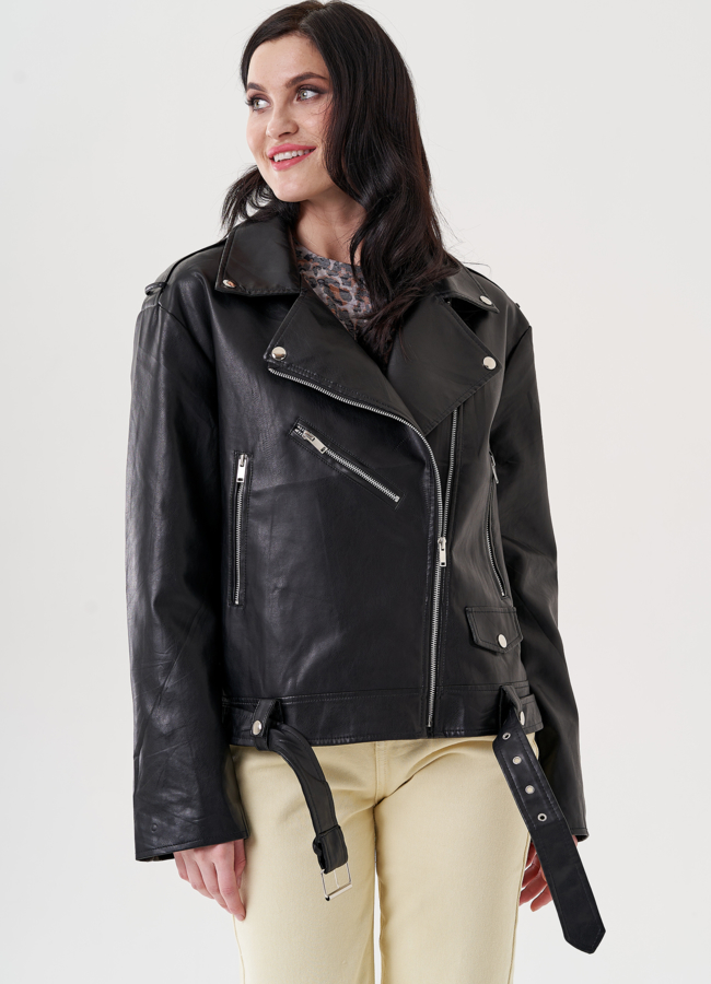 Женская куртка косуха из эко кожи  модель № 24452 универмаг малина