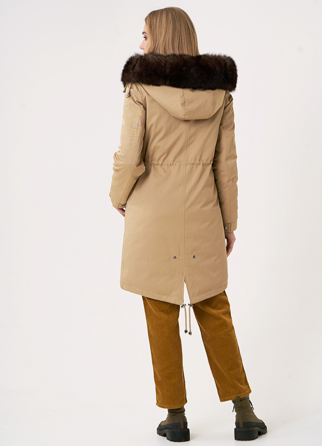 Меховая парка на молнии с капюшоном модель № 9002 в кредит