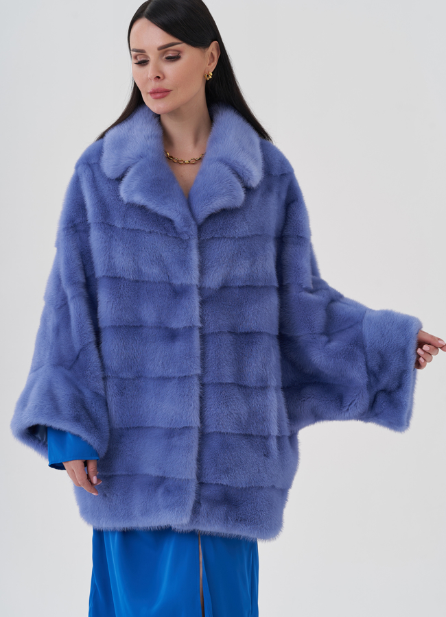 Норковая шуба с английским воротником  модель № 24661 универмаг малина