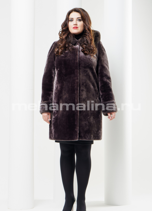 фото Шуба мутон, капюшон модель № S-388