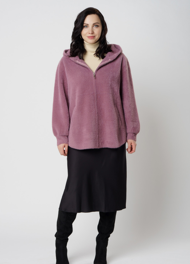 фото Женский короткий кардиган с капюшоном модель № 9852