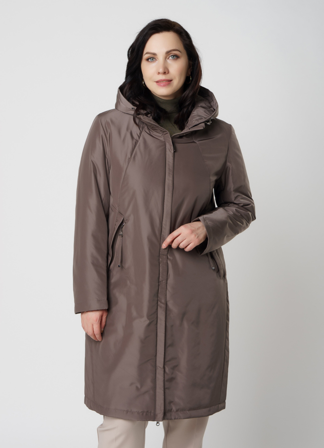 Полупальто женское серого цвета модель № 2011 в рассрочку