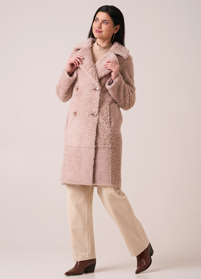 Пальто из овечьей шерсти двубортное модель № 17852 универмаг малина