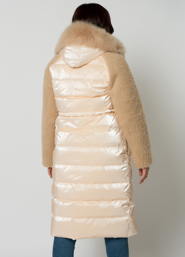 Пуховик комбинированный с эко мехом модель № 19247 в рассрочку