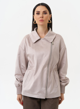 Женская куртка из эко замши с поясом