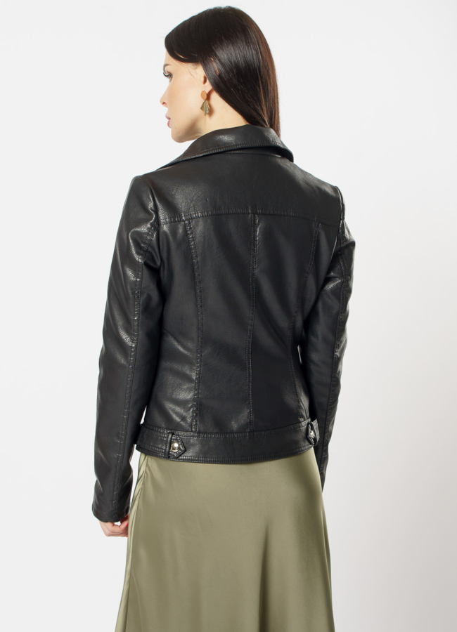 Куртка из эко кожи черного цвета модель № 20639 универмаг малина