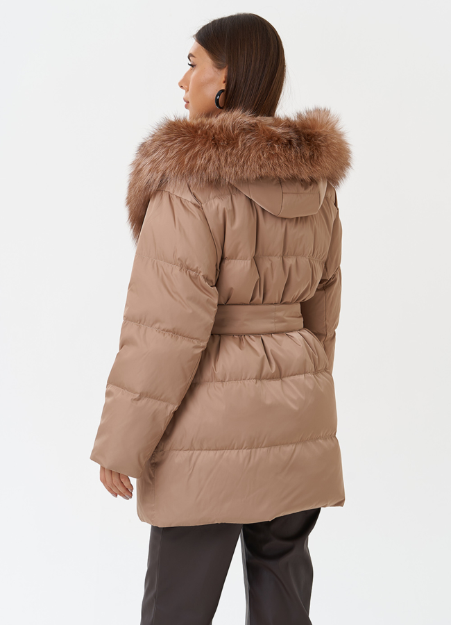 Пуховик с отделкой из меха чернобурки модель № 28854 универмаг малина