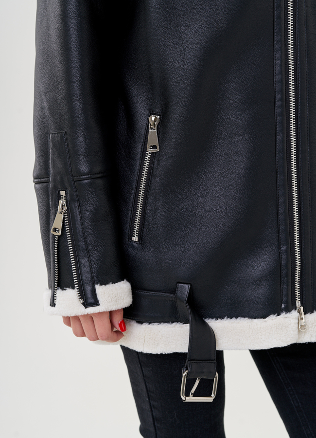 Женская дубленка - пилот из искусственного меха модель № 79307 в рассрочку