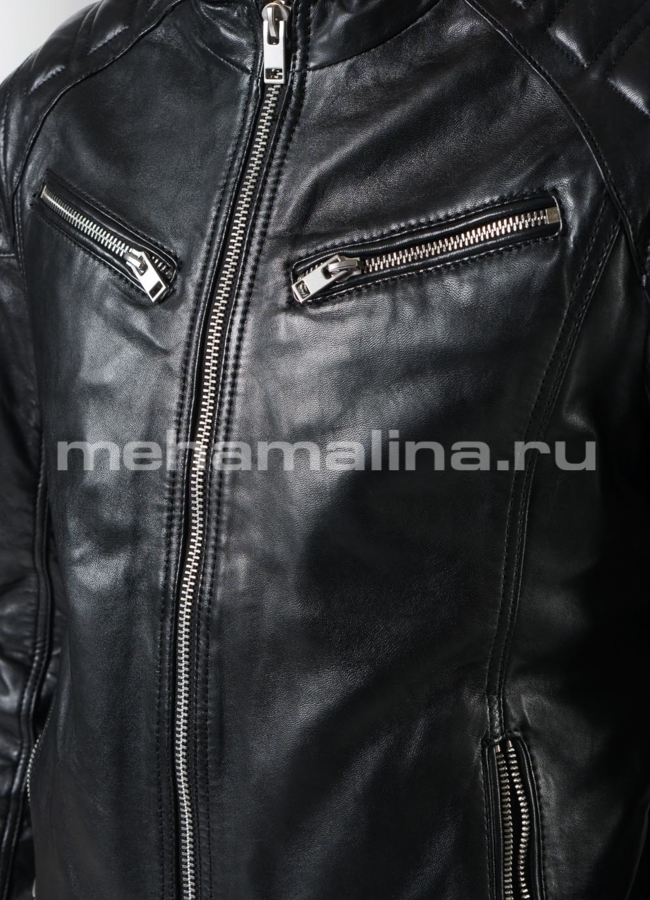 Мото куртка из натуральной кожи  модель № Boxter в рассрочку