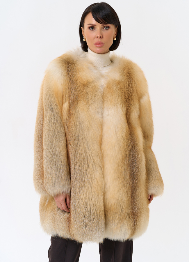 Шуба из рыжей лисы модель № 32012 универмаг малина