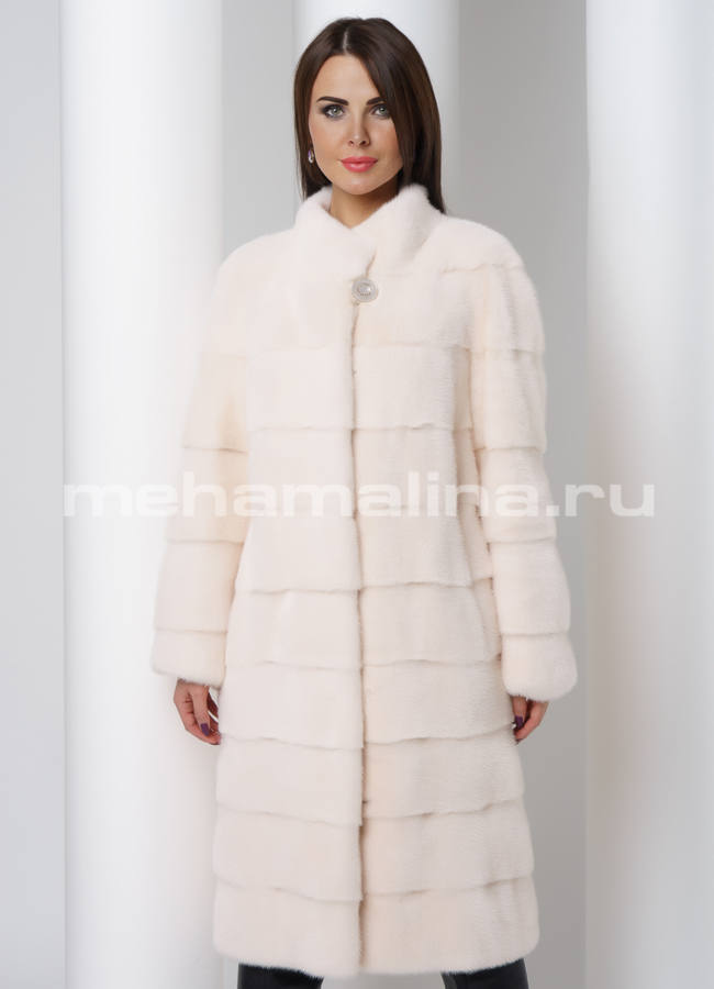 Шуба из скандинавской норки модель № S-502 меха малина