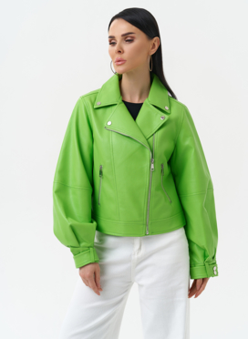 Куртка косуха из эко кожи зеленого цвета
