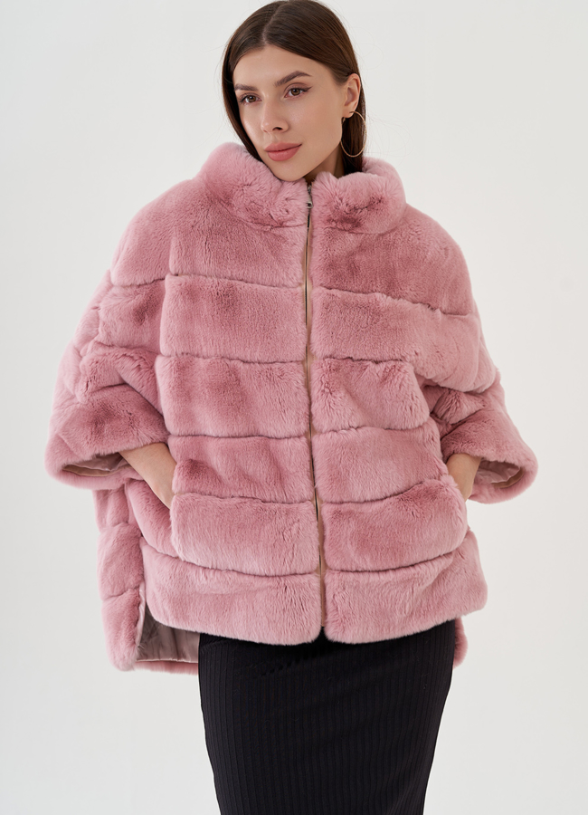 Свитер из меха кролика в розовом цвете модель № 81408 меха малина