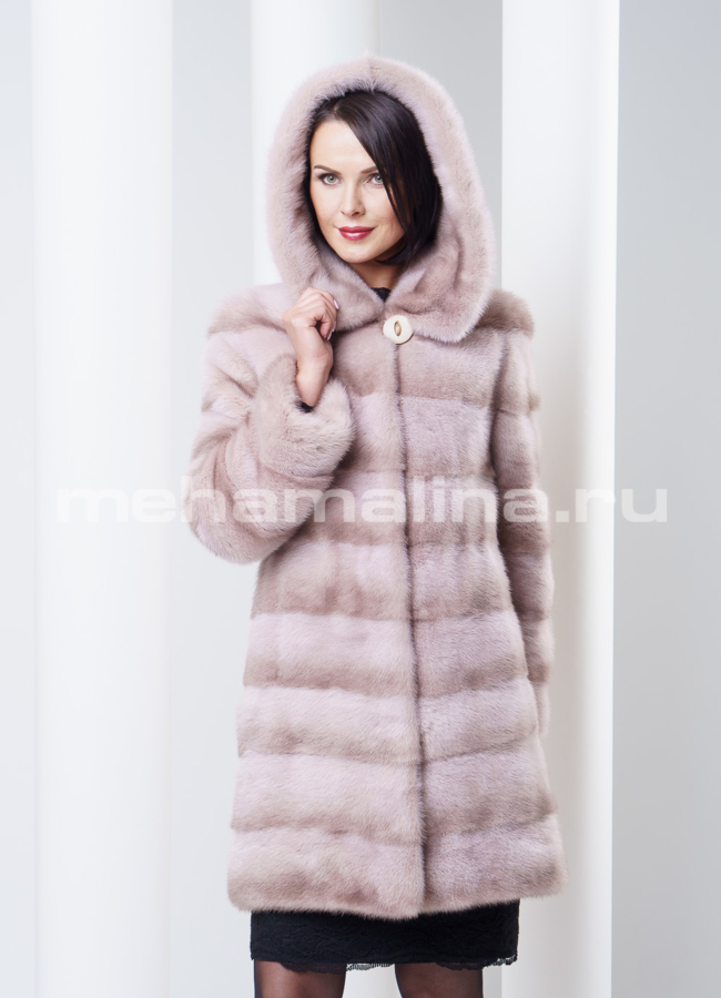 Шуба норка со съемным рукавом модель № S-292 универмаг малина