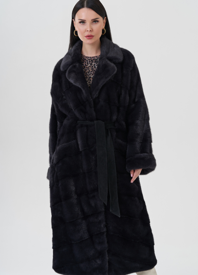 Норковая шуба с английским воротником  модель № 24645 меха малина