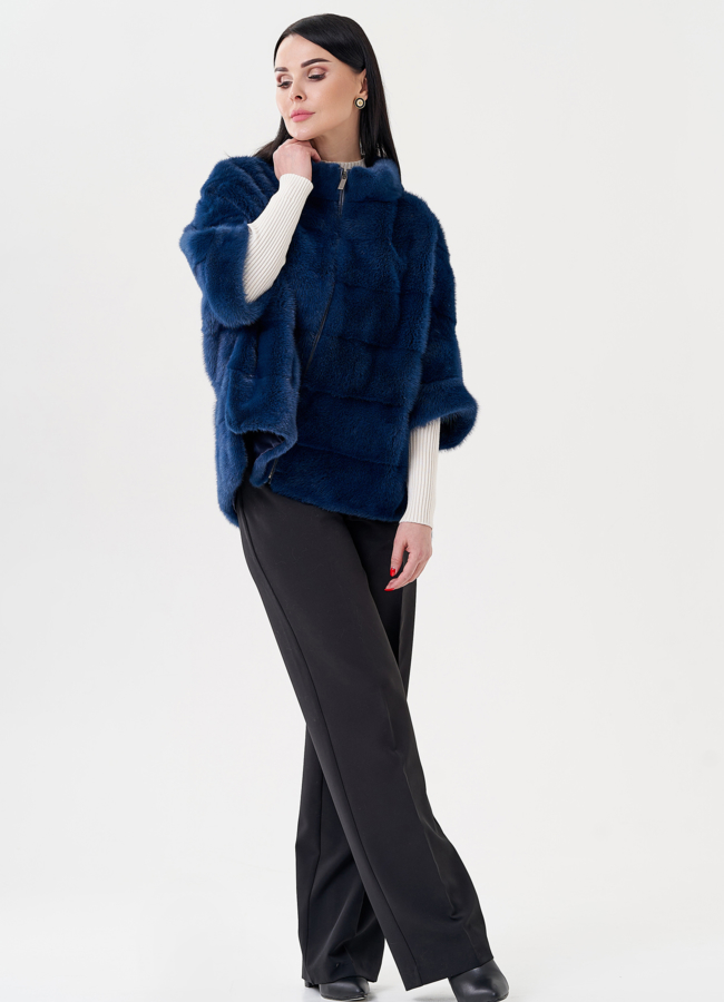 Короткая шуба из норки на молнии  модель № 21912 в кредит